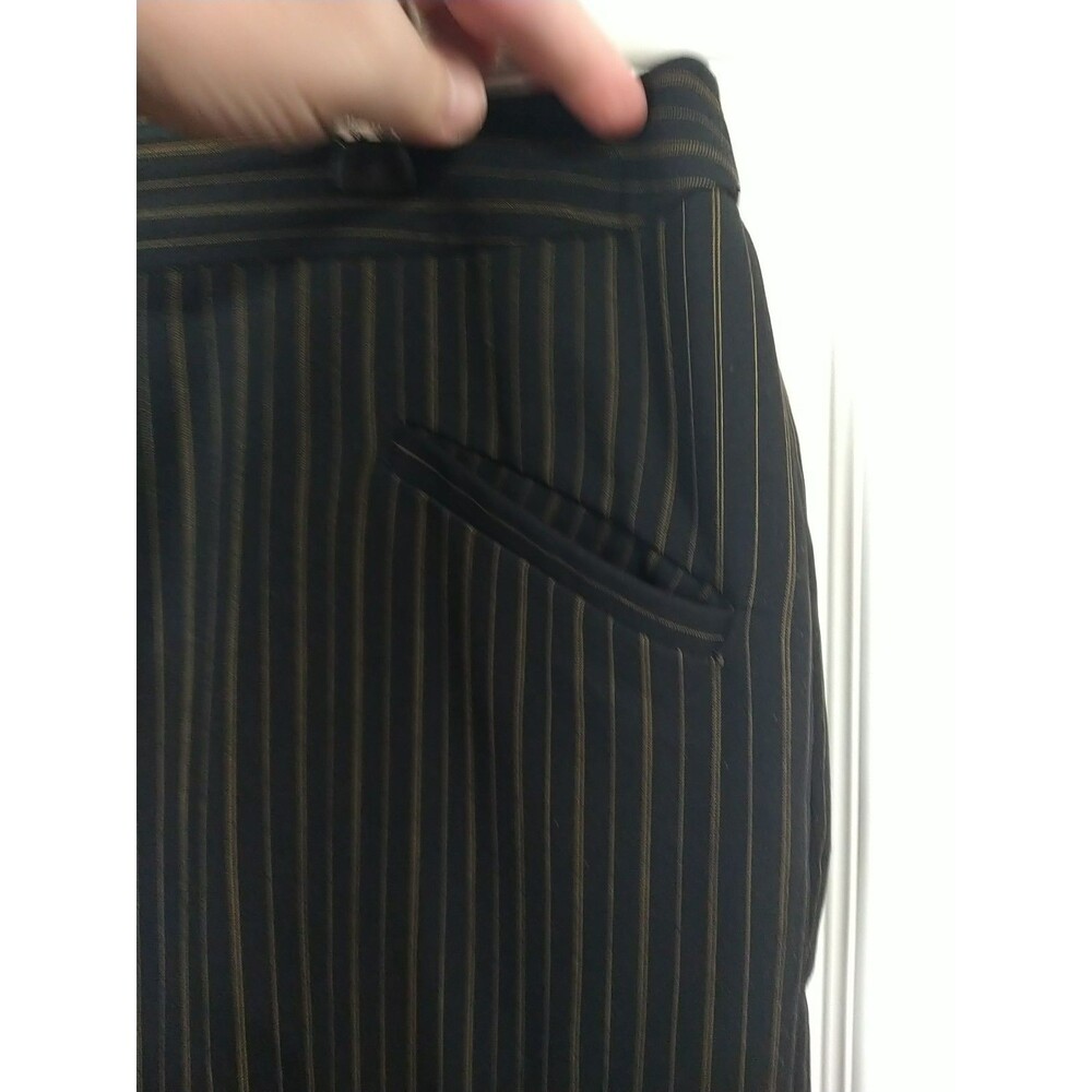 Herman Geist Woman 16 Dress Pants Black Gold Pinstriped Flat Front Trousers - Picture 7 of 9